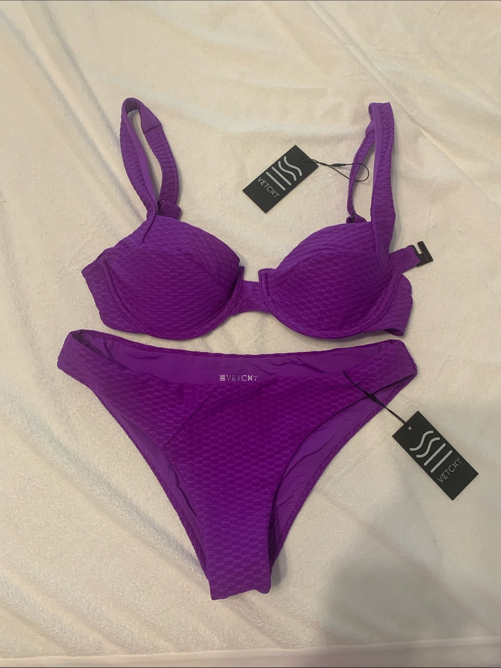 Vitech Purple Textured Underwire Bikini Set